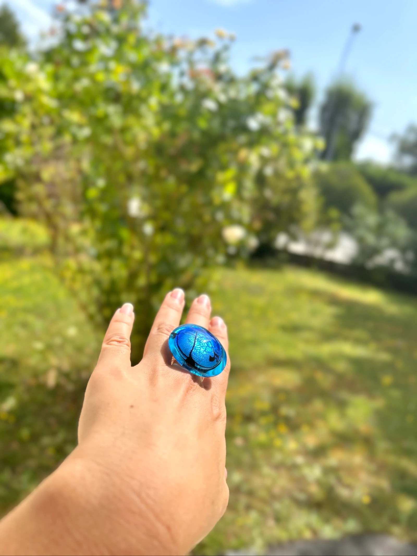 Anel turquesa em vidro soprado de Murano – photo 14